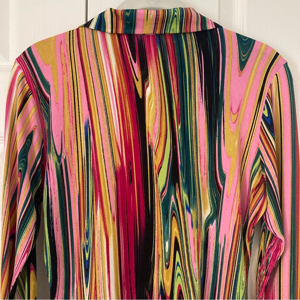 Ms.BlingBling Woman’s large Shirt groovy retro 70’s Peace Colorful Marbleized - Picture 7 of 13